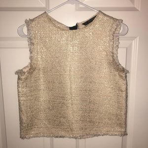 Zara pink & gold metallic light weight tweed top